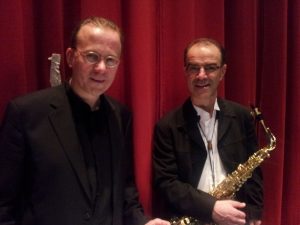 Le compositeur Philippe Dulat et le saxophoniste Frédéric Juranville.