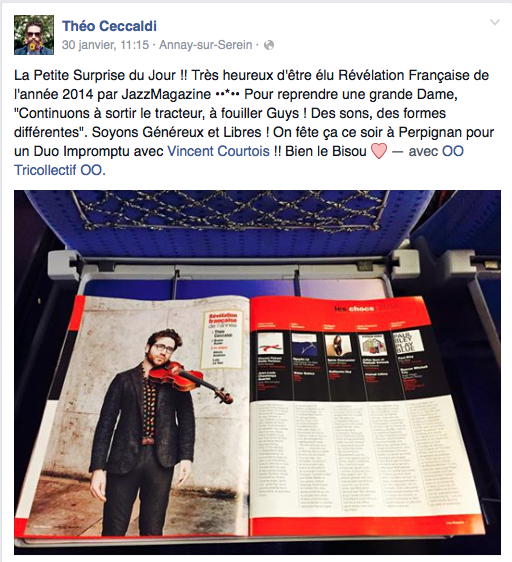 Théo Ceccaldi a partagé la bonne nouvelle sur Facebook