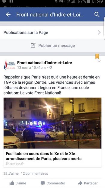 La page facebook du FN 37