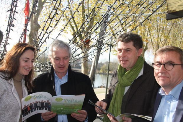 EELV et ND lors de la présentation de leur programme, de gauche à droite Christelle de Crémiers, Charles Fournier, Benoit Faucheux et Fabrice Van Borren.