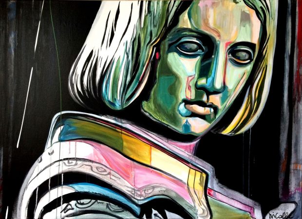 Jeanne d'Arc Julie Nicolle acrylique sur toile 73X100