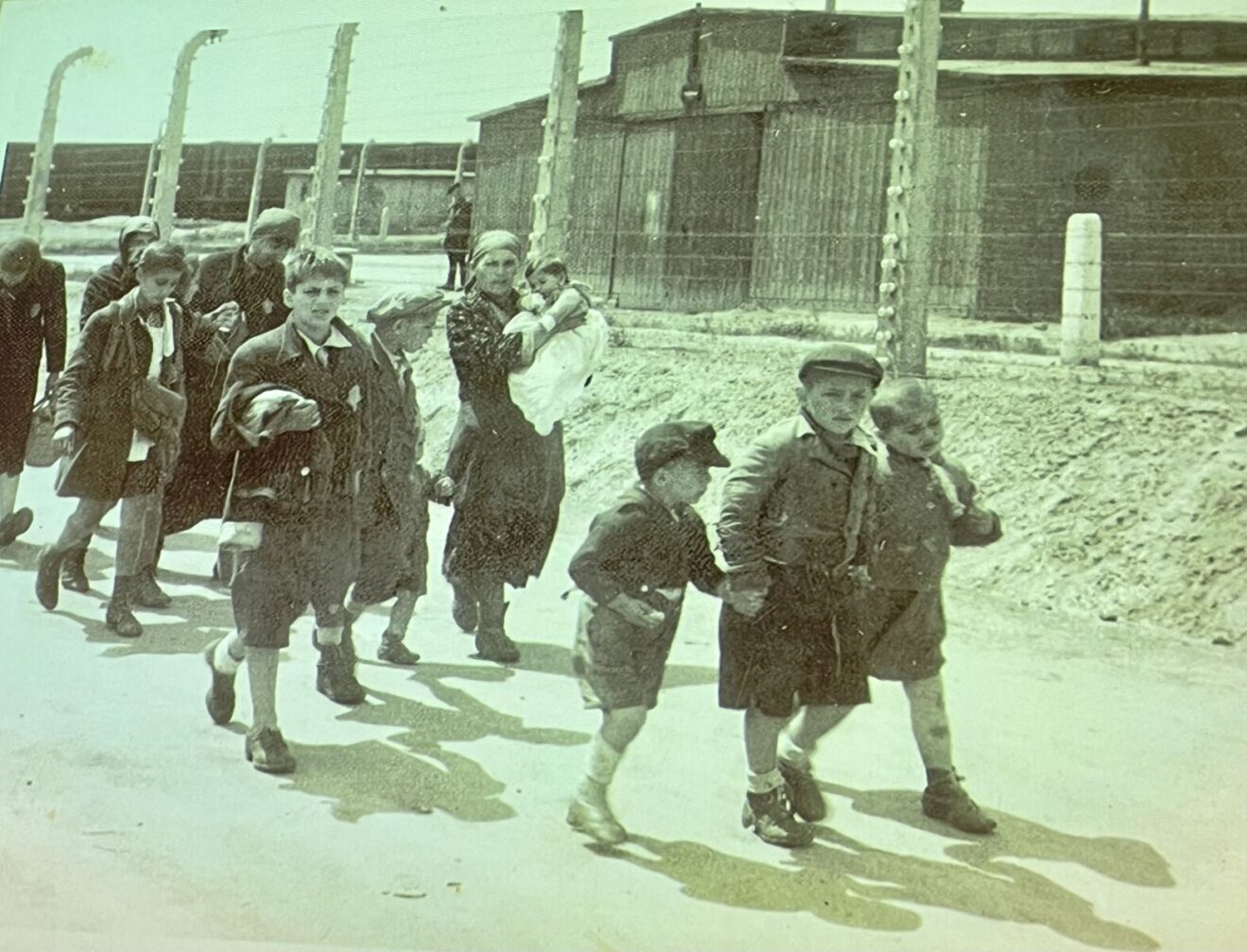 Femmes et des enfants juifs allant à la mort mais l'ignorant . Album d'Auschwitz