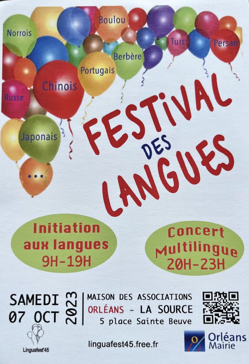 Affiche du premier Festival des langues, 7 octobre 2023, Orléans la Source