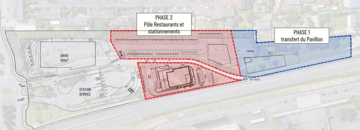 plan du projet de drive, de restaurants et de discothèque à Olivet 